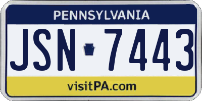 PA license plate JSN7443