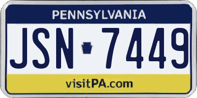 PA license plate JSN7449