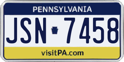 PA license plate JSN7458