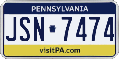 PA license plate JSN7474