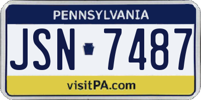 PA license plate JSN7487