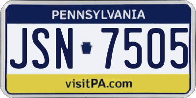PA license plate JSN7505