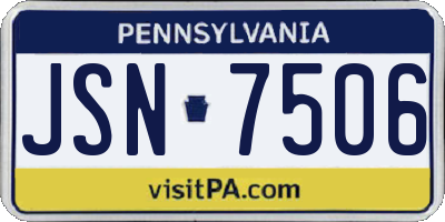PA license plate JSN7506