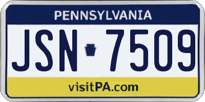 PA license plate JSN7509