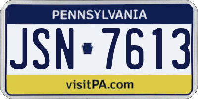 PA license plate JSN7613
