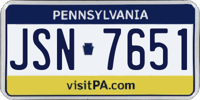 PA license plate JSN7651