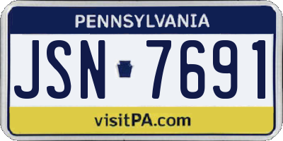 PA license plate JSN7691