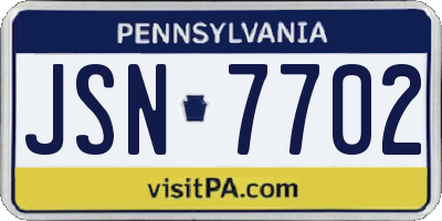 PA license plate JSN7702