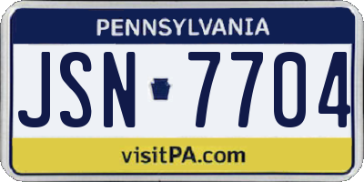PA license plate JSN7704