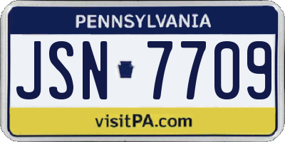 PA license plate JSN7709