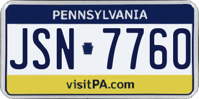 PA license plate JSN7760