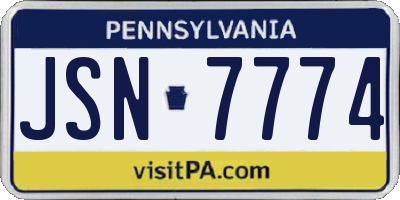 PA license plate JSN7774
