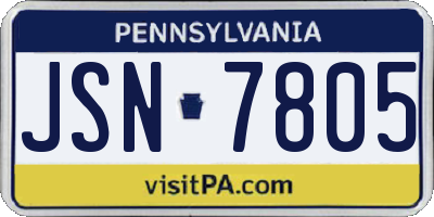 PA license plate JSN7805
