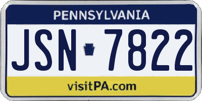 PA license plate JSN7822