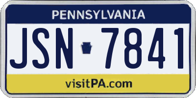 PA license plate JSN7841