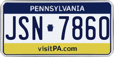 PA license plate JSN7860