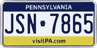 PA license plate JSN7865