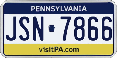 PA license plate JSN7866