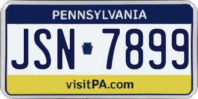 PA license plate JSN7899