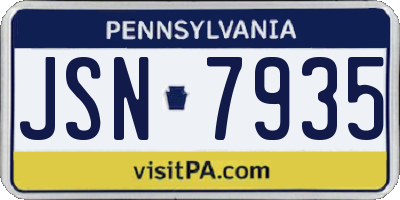 PA license plate JSN7935
