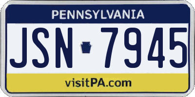PA license plate JSN7945