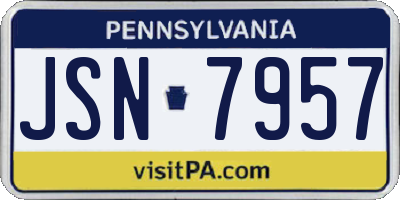 PA license plate JSN7957