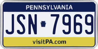 PA license plate JSN7969