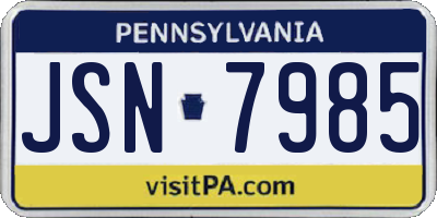PA license plate JSN7985