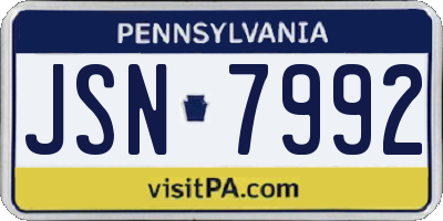 PA license plate JSN7992