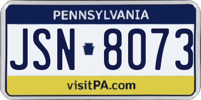 PA license plate JSN8073