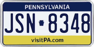 PA license plate JSN8348