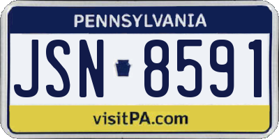 PA license plate JSN8591