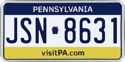 PA license plate JSN8631