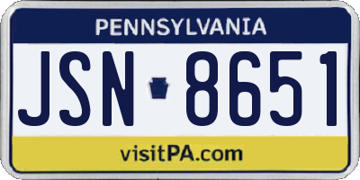 PA license plate JSN8651