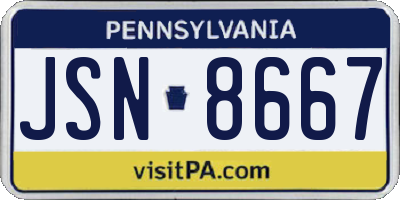 PA license plate JSN8667