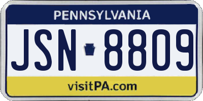 PA license plate JSN8809