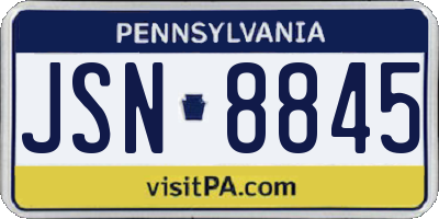 PA license plate JSN8845