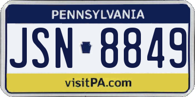 PA license plate JSN8849