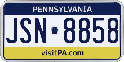 PA license plate JSN8858
