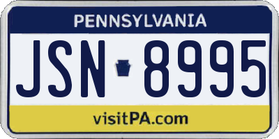 PA license plate JSN8995