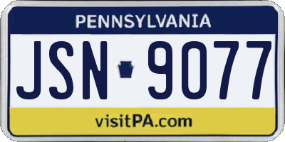 PA license plate JSN9077