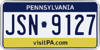 PA license plate JSN9127