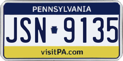 PA license plate JSN9135