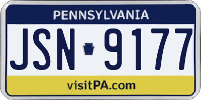 PA license plate JSN9177