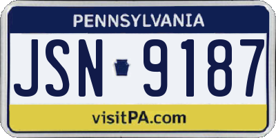 PA license plate JSN9187