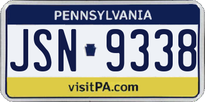 PA license plate JSN9338
