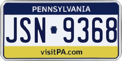 PA license plate JSN9368