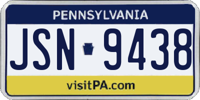 PA license plate JSN9438