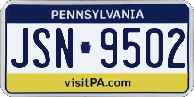 PA license plate JSN9502