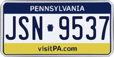 PA license plate JSN9537